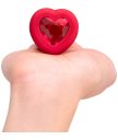 Анальная пробка с кристаллом сердцем и вибрацией b-Vibe Heart Shape Jewel Plug M/L красная