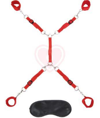 Набор для фиксации на кровати Lux Fetish Bed Spreader красный