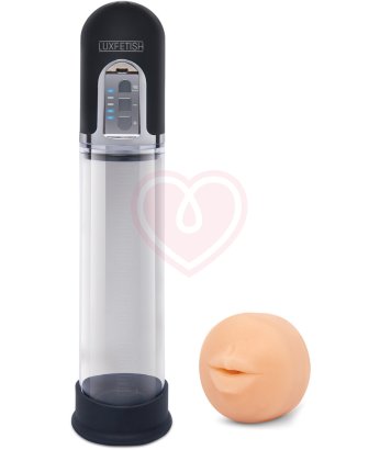 Вакуумная помпа с мастурбатором ротик Lux Fetish Blowjob Auto Sucker Penis Enlarger Pump