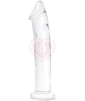 Стеклянный реалистичный фаллоимитатор Glass Dildo With Veins Flat Base прозрачный