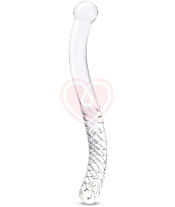 Стеклянный двусторонний фаллоимитатор Glass Pelvic Wand Double Ended прозрачный