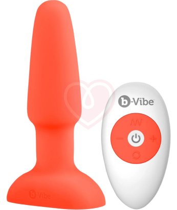 Анальная вибропробка с ротацией b-Vibe Rimming 2 оранжевая