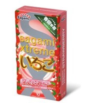 Презервативы Sagami Xtreme Strawberry со вкусом клубники 10 шт