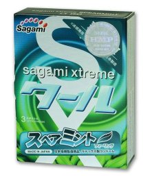 Презервативы ультратонкие Sagami Xtreme Mint со вкусом мяты 3 шт