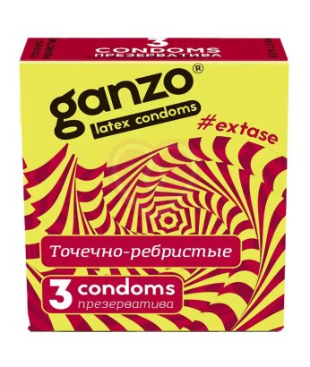 Презервативы Ganzo Extase с точечной и ребристой поверхностью 3 шт
