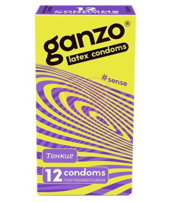 Тонкие презервативы Ganzo Sense 12 шт