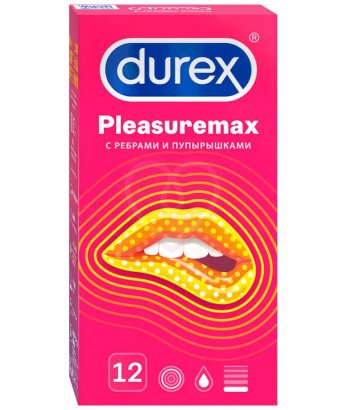 Презервативы Durex Pleasuremax с рёбрами и пупырышками 12 шт