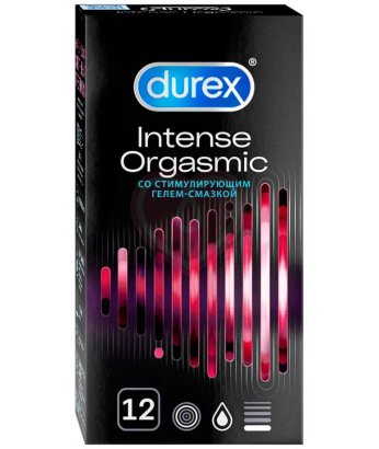 Рельефные презервативы со стимулирующей смазкой Durex Intense Orgasmic 12 шт