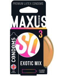 Ароматизированные цветные презервативы Maxus Exotic Mix 3 шт с кейсом