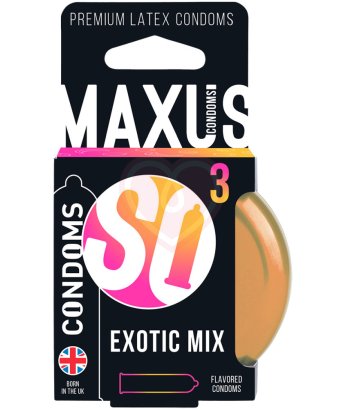 Ароматизированные цветные презервативы Maxus Exotic Mix №3 с кейсом