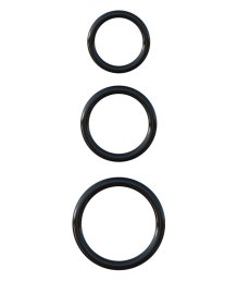Набор из 3 эрекционных колец Silicone 3-Ring Stamina Set чёрные