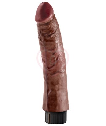 Гнущийся вибратор реалистик на присоске King Cock Vibrating 17 см коричневый