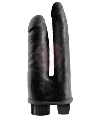 Вибратор реалистик на присоске двойной King Cock Double Penetrator чёрный