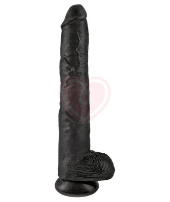 Огромный фаллоимитатор на присоске с мошонкой King Cock with Balls 37 см чёрный