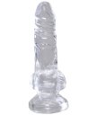 Маленький фаллоимитатор с мошонкой на присоске King Cock Clear 8 см прозрачный