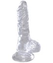 Маленький фаллоимитатор с мошонкой на присоске King Cock Clear 8 см прозрачный