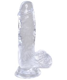 Небольшой фаллоимитатор с мошонкой на присоске King Cock Clear 11 см прозрачный