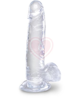 Гелевый фаллоимитатор с мошонкой King Cock Clear 15 см прозрачный