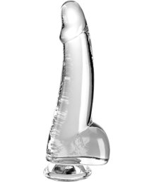 Гладкий гелевый фаллоимитатор с мошонкой King Cock Clear 15 см прозрачный