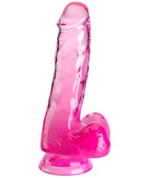 Гелевый фаллоимитатор с мошонкой King Cock Clear 13 см розовый