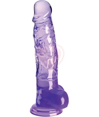 Гелевый фаллоимитатор с мошонкой King Cock Clear 16 см фиолетовый