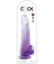 Гладкий гелевый фаллоимитатор с мошонкой King Cock Clear 19 см фиолетовый
