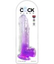 Гелевый фаллоимитатор с мошонкой King Cock Clear 20 см фиолетовый