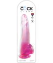 Гладкий гелевый фаллоимитатор с мошонкой King Cock Clear 19 см розовый