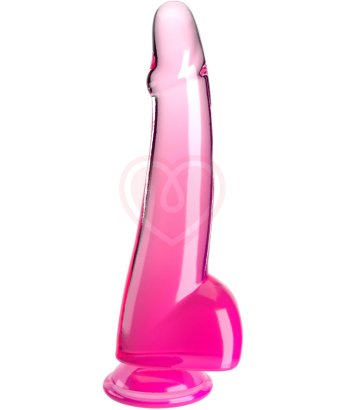 Гладкий гелевый фаллоимитатор с мошонкой King Cock Clear 19 см розовый