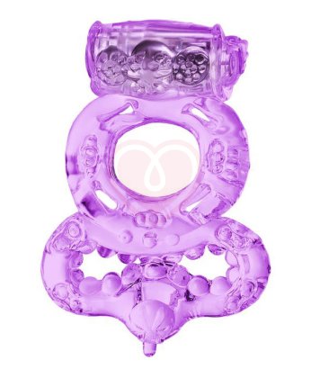 Эрекционное виброкольцо с петлёй для мошонки Toyfa фиолетовое