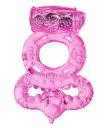 Эрекционное виброкольцо с петлёй для мошонки Toyfa розовое