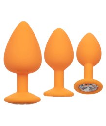 Набор из 3 оранжевых анальных пробок Cheeky Gem с кристаллом