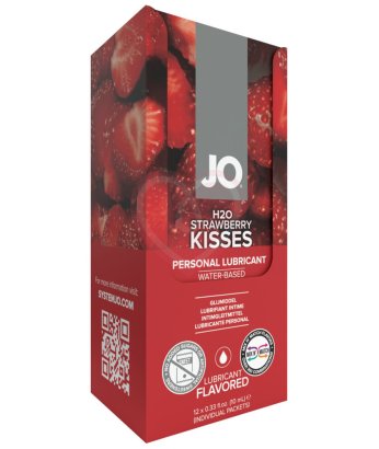 Набор из 12 саше по 10 мл лубриканта System JO H2O Flavored Strawberry Kiss со вкусом клубники