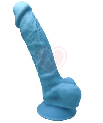 Фаллоимитатор на присоске с мошонкой SileXD Model 1 голубой 17,5 см