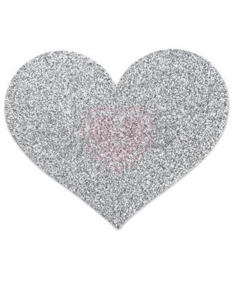 Наклейки для груди в форме сердечка Bijoux Indiscrets Flash Heart серебристые