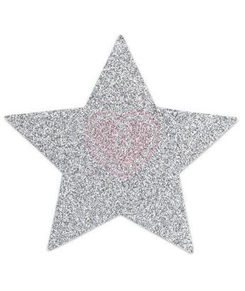 Наклейки для груди в форме звезды Bijoux Indiscrets Flash Star серебристые