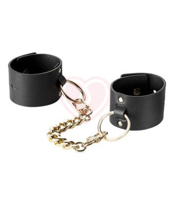 Широкие кожаные наручники Bijoux Indiscrets Maze Wide Cuffs чёрные