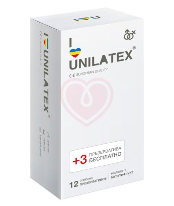 Ароматизированные презервативы Unilatex Multifrutis цветные 12 шт