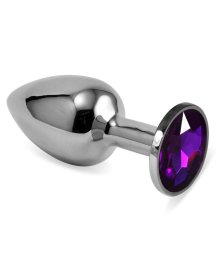 Анальная пробка Silver с фиолетовым кристаллом