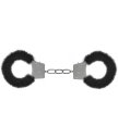 Металлические наручники с отделкой мехом Beginner's Handcuffs Furry чёрные