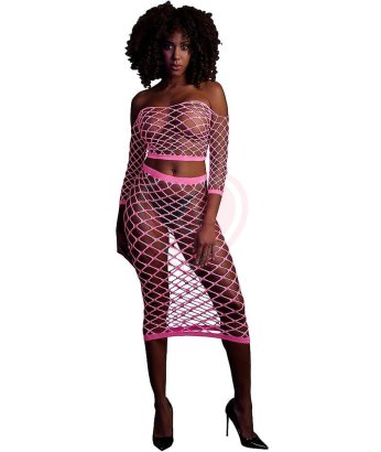 Топ и юбка в сетку Ouch Glow светящиеся в темноте розовый неон