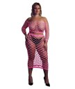 Топ и юбка в сетку Ouch Glow Plus size светящиеся в темноте розовый неон