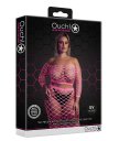 Топ и юбка в сетку Ouch Glow Plus size светящиеся в темноте розовый неон