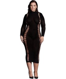 Платье с крупным узором Le Desir Turtleneck Carme Plus size черное