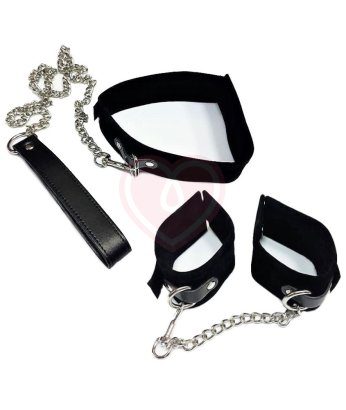Ошейник с поводком и наручники Velcro Collar With Separate Cuffs