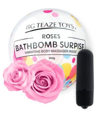 Бомбочка для ванны с вибропулей внутри Bath Bomb Surprise аромат розы