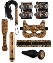 БДСМ-набор Panthra из 8 предметов в леопардовой сумочке
