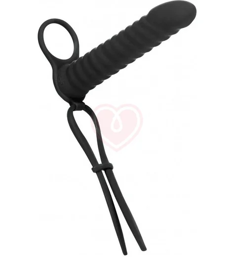 Насадка для двойного проникновения с лассо и вибропулей Pure Passion Rori 16 см чёрная фото 1