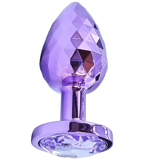 Текстурная алюминиевая анальная пробка Kanikule Small с кристаллом фиолетовая фото 1
