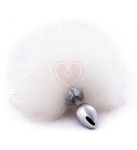 Анальная пробка с белым хвостиком Crazy Handmade фото 1